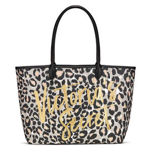 VICTORIA'S SECRET Leopard Print Gold Foil Tote Bag
